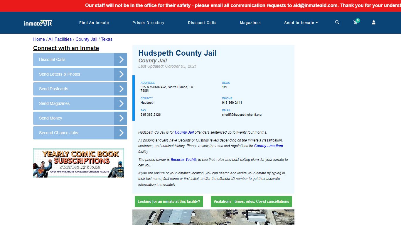 Hudspeth County Jail - Inmate Locator - Sierra Blanca, TX