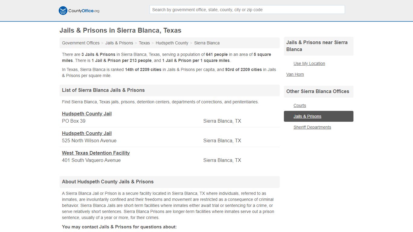 Jails & Prisons - Sierra Blanca, TX (Inmate Rosters & Records)