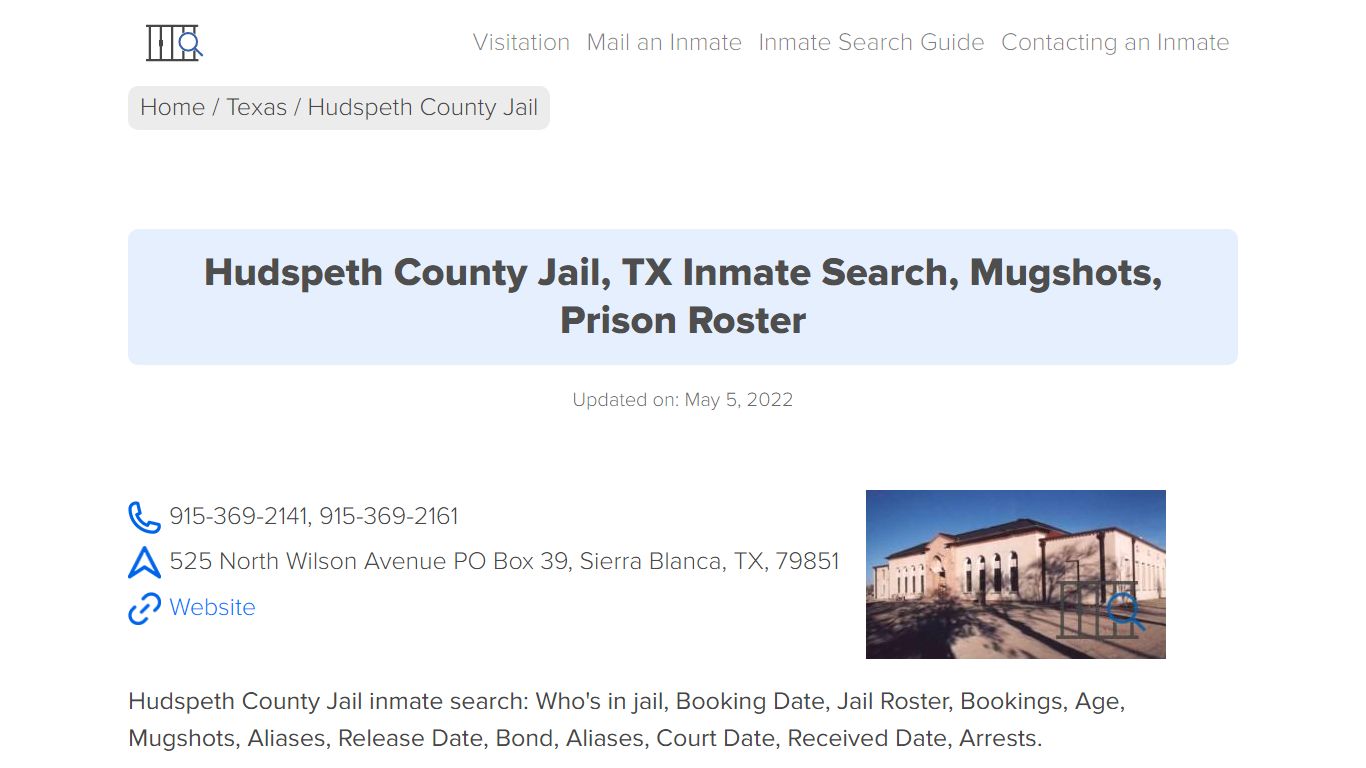 Hudspeth County Jail, TX Inmate Search, Mugshots, Prison ...